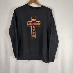 Kerusso Sweatshirt Jesus Saves Neon Cross‎ Graphic Black Mens XL